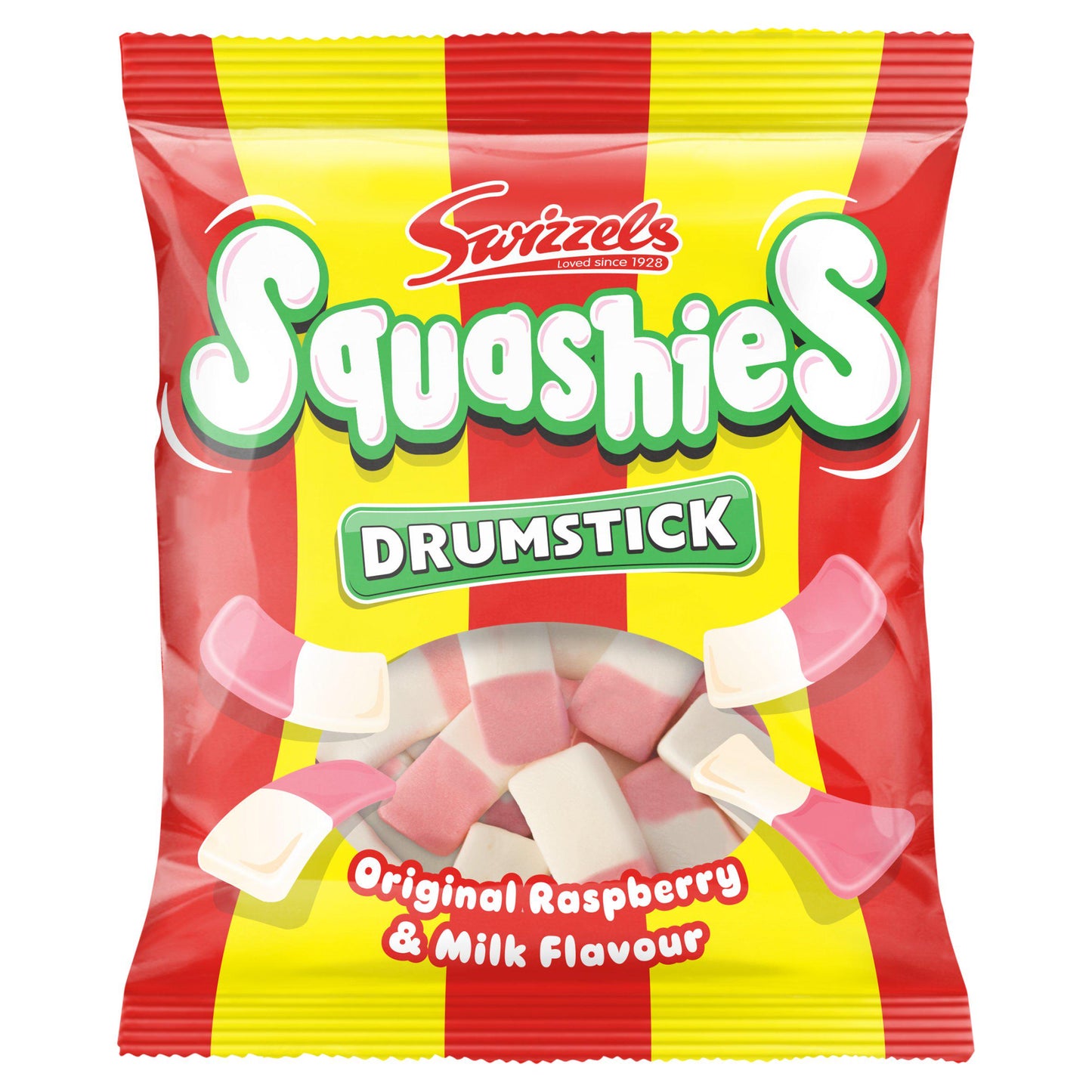 Swizzels Squashies Original Raspberry and Milk 120g sharing bag sweets