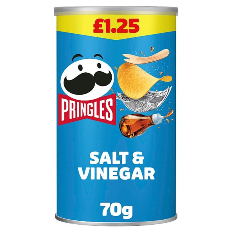 Pringles Salt & Vinegar 70g stackable crisp tube - Mayflower Munchies UK