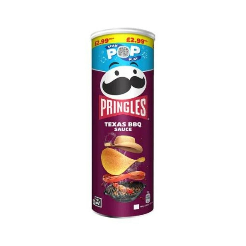 Pringles Texas BBQ Sauce 165g stackable crisp tube - Mayflower Munchies UK