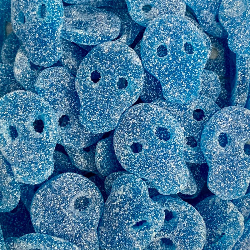Vegan Fizzy Blue Skulls fizzy sour pick and mix sweet - Mayflower Munchies Plymouth