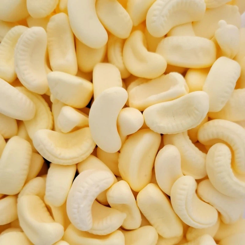 Close-up of a pile foam banana sweets - Fresh Sweets | Mayflower Munchies Plymouth