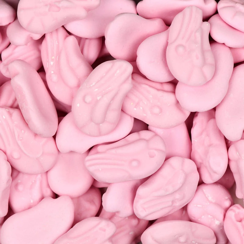 Close-up of pink foam shrimps with a soft focus - Fresh Sweets | Mayflower Munchies Plymouth