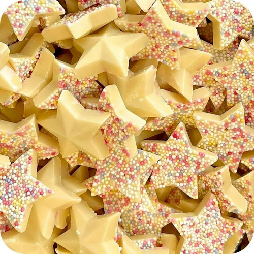 Hannah's Snowie Stars white chocolate-style Pick 'n' Mix sweets with colourful sprinkles