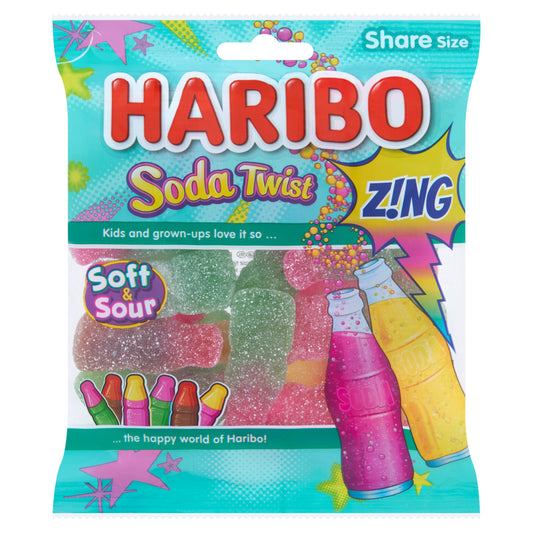 Haribo Soft & Sour Soda Twist 140g fizzy jelly sweets sharing bag