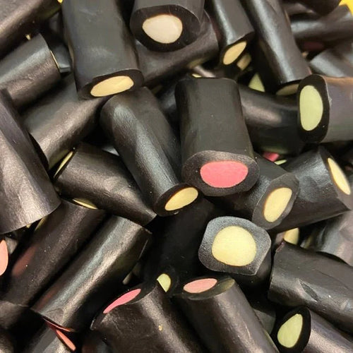 Liquorice Cream Rock pick and mix sweet shop treat - Mayflower Munchies Plymouth UK