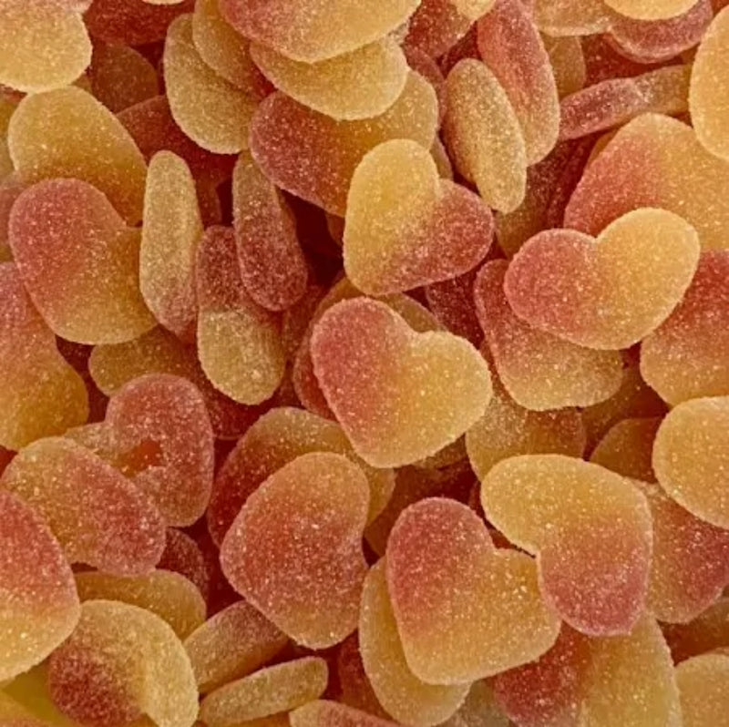 Peach Hearts peach-flavoured, sugar-coated Pick 'n' Mix sweets - Fresh Sweets | Mayflower Munchies Plymouth