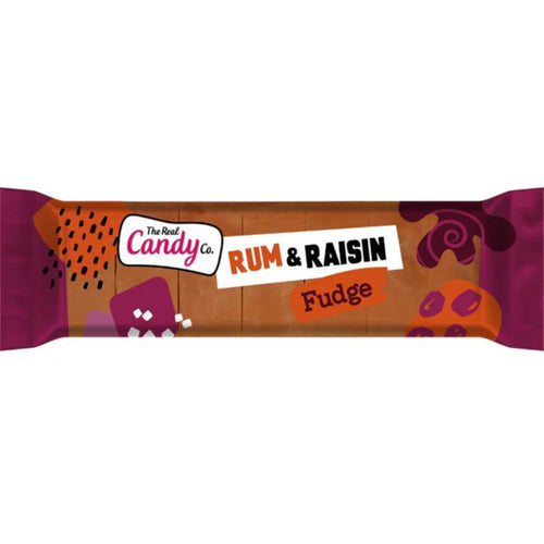 The Real Candy Co Rum & Raisin Fudge Bar 130g raisin and creamy fudge snack or treat