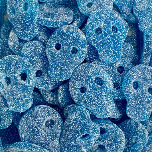 Vegan Fizzy Blue Skulls Pick ’n’ Mix sweets from Mayflower Munchies