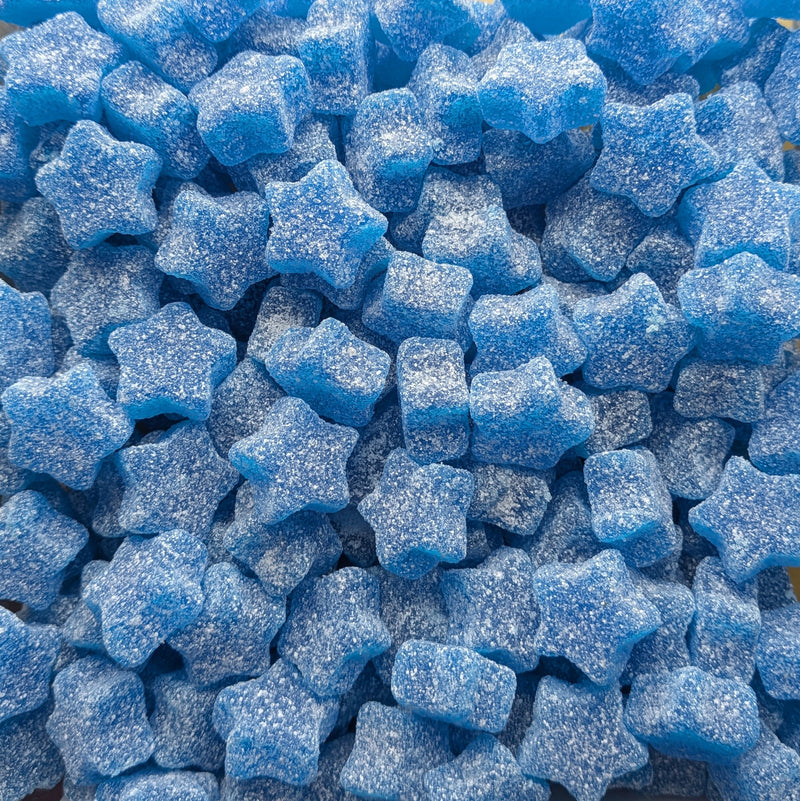Vegan Fizzy Blue Stars blue raspberry Pick 'n' Mix sweets - Fresh Sweets | Mayflower Munchies Plymouth